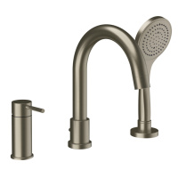 Gessi Emporio Via tortona смеситель для ванны на 3 отверстия с переключателем, изливом и шлангом 1,50м, цвет: Finox Brushed Nickel - Gidratop.ru изображение