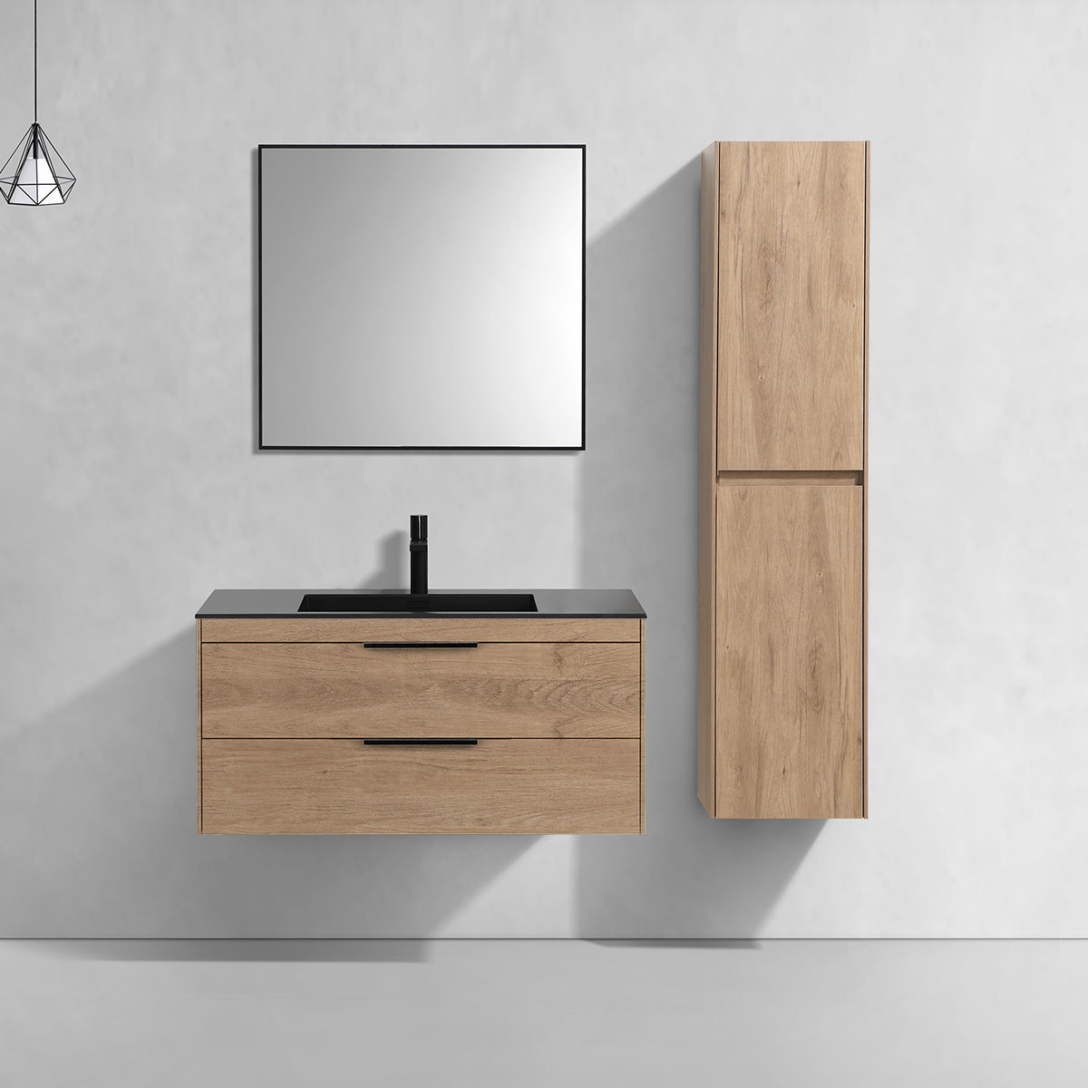База под раковину Chiara 2D 1000 подвесная, 2 выкатных ящика soft-close, N.Oak - Gidratop.ru изображение