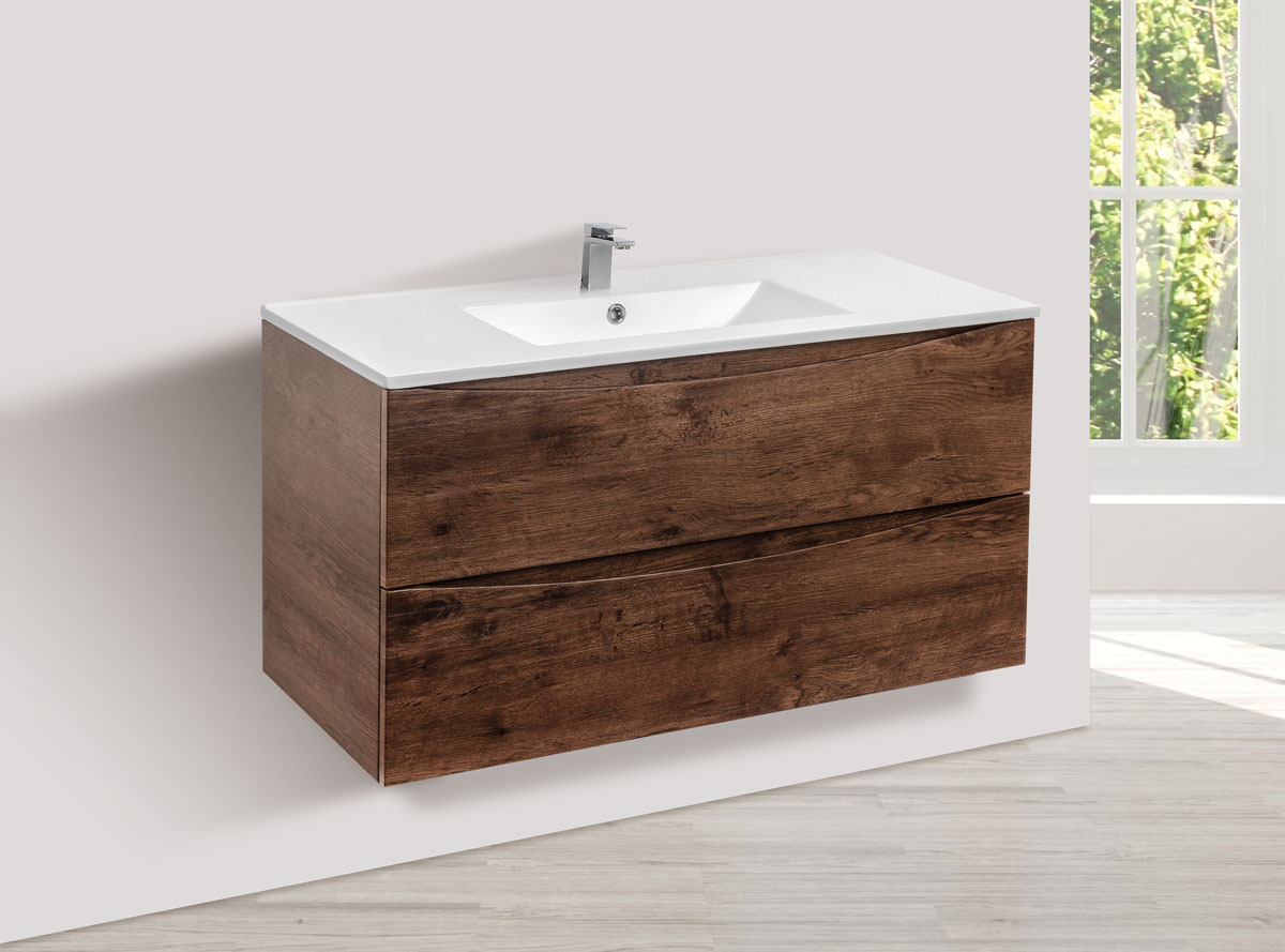 База под керамическую раковину Mia 1000 подвесная, 2 выкатных ящика soft close, R.Wood - Gidratop.ru изображение
