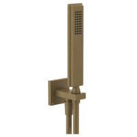 Gessi Eleganza душевой комплект, состоящий из вывода воды, держателя, шланга 1,50 м и лейки, цвет: Antique Brass - Gidratop.ru изображение