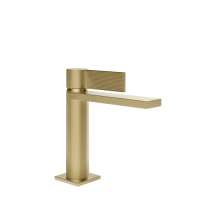 GESSI  INVERSO RIGATO смеситель для раковины с донным клапаном StopGo и соединительными шлангами, цвет: Brass Brushed PVD - Gidratop.ru изображение