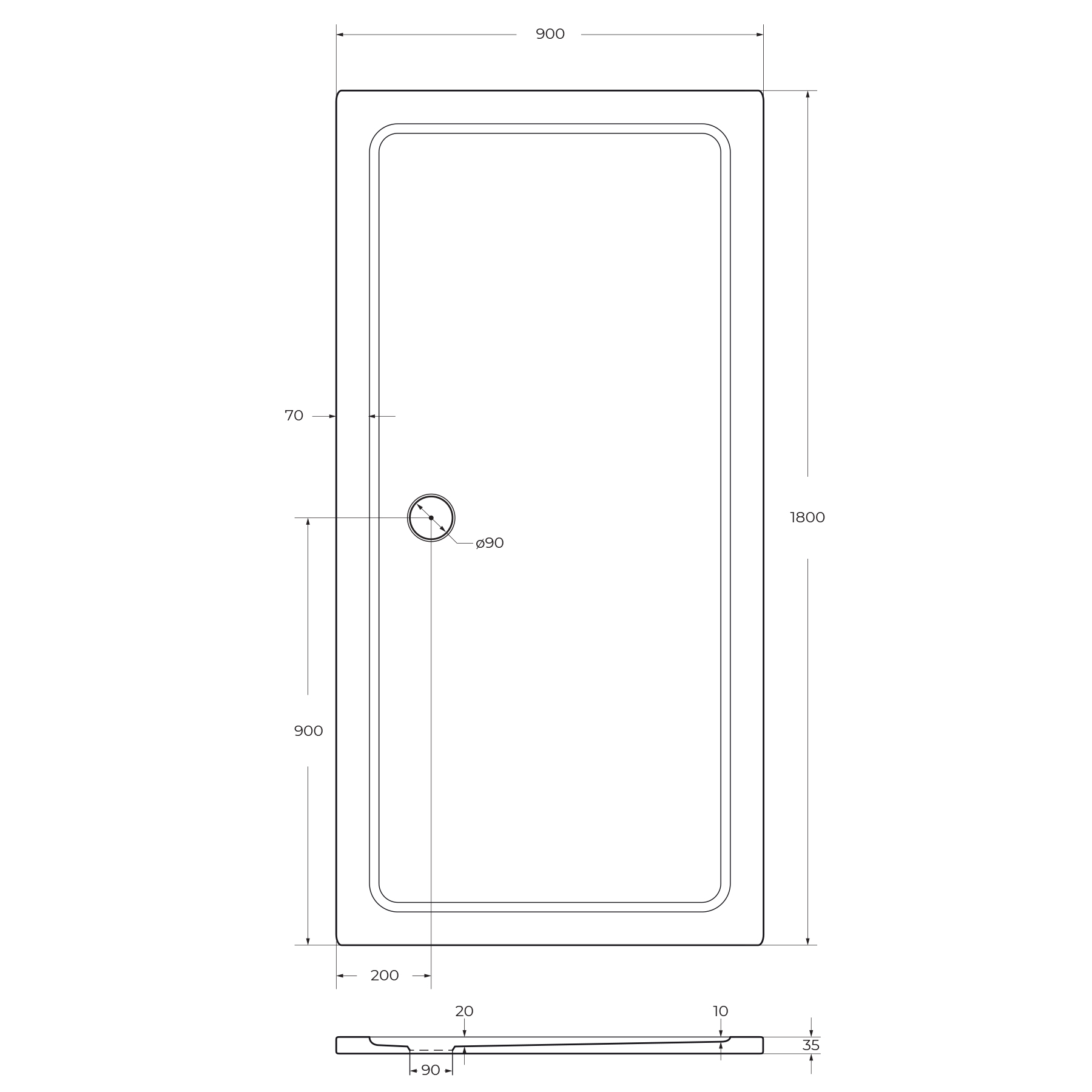 Поддон SMC CEZARES TRAY-M-AH-180/90-35-W - Gidratop.ru изображение