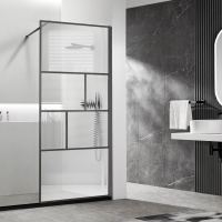 Душевая перегородка Walk-In VSW-1HC900CFGM, 900*2000, вороненая сталь, стекло прозрачное/рифленое - Gidratop.ru изображение