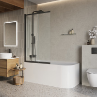 Душевая шторка на ванну BelBagno LUCE-VF-11-100/145-C-NERO - Gidratop.ru изображение