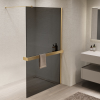 Душевая перегородка Walk-In VSW-1HR120CGG, 1200*2000, матовый золотой, стекло тонированное - Gidratop.ru изображение