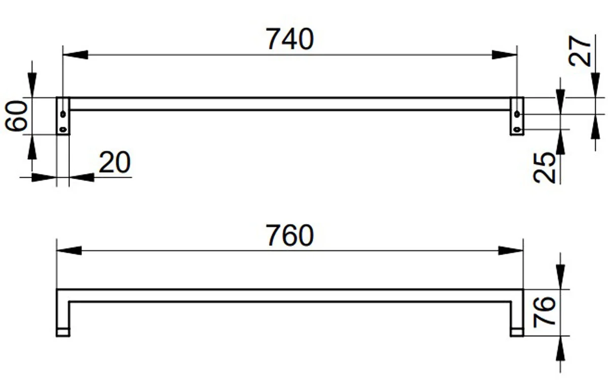 Полотенцедержатель Keuco Edition 90 19101010800 Square, 760 мм, хром - Gidratop.ru изображение