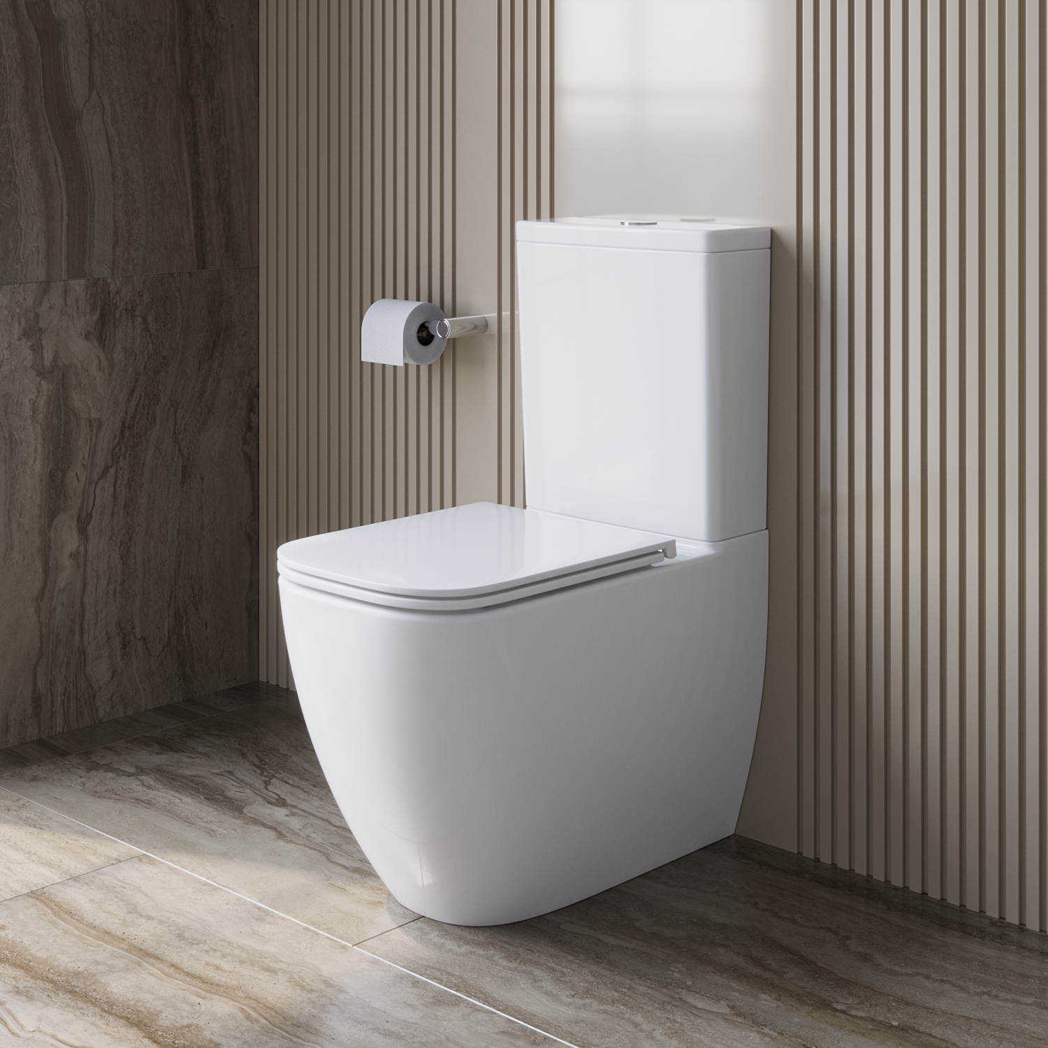 Унитаз-компакт безободковый со смывом TORNADO BelBagno LUCE-TOR BB2197CP-TOR/SC/BB2197T - Gidratop.ru изображение