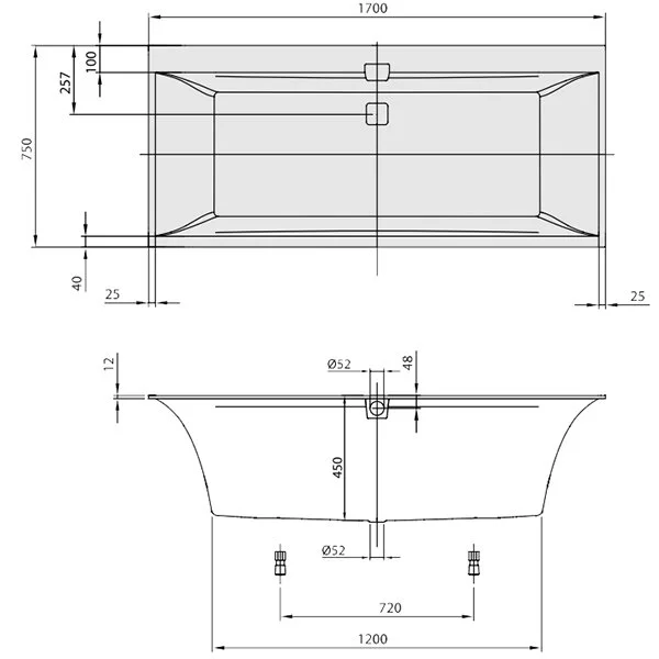 Квариловая ванна Villeroy&Boch Squaro Edge 12, 170 x 75 см, UBQ170SQE2DV-01 - Gidratop.ru изображение