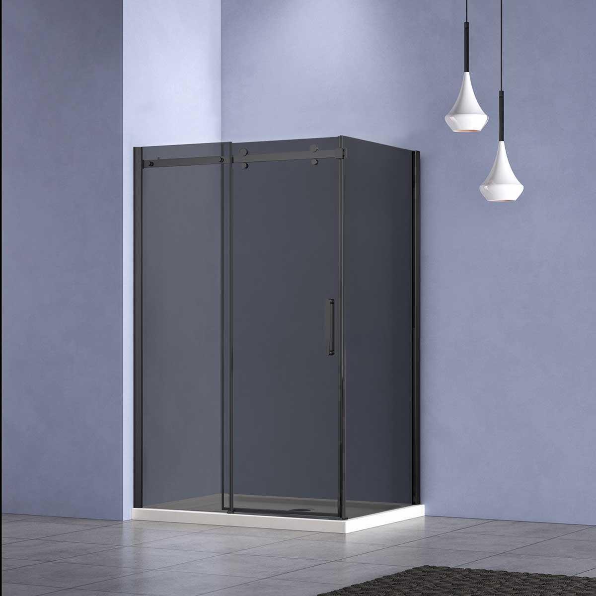 Душевой уголок Como-N VSR-4CN1014CGB, 1400*1000, черный, стекло тонированное - Gidratop.ru изображение