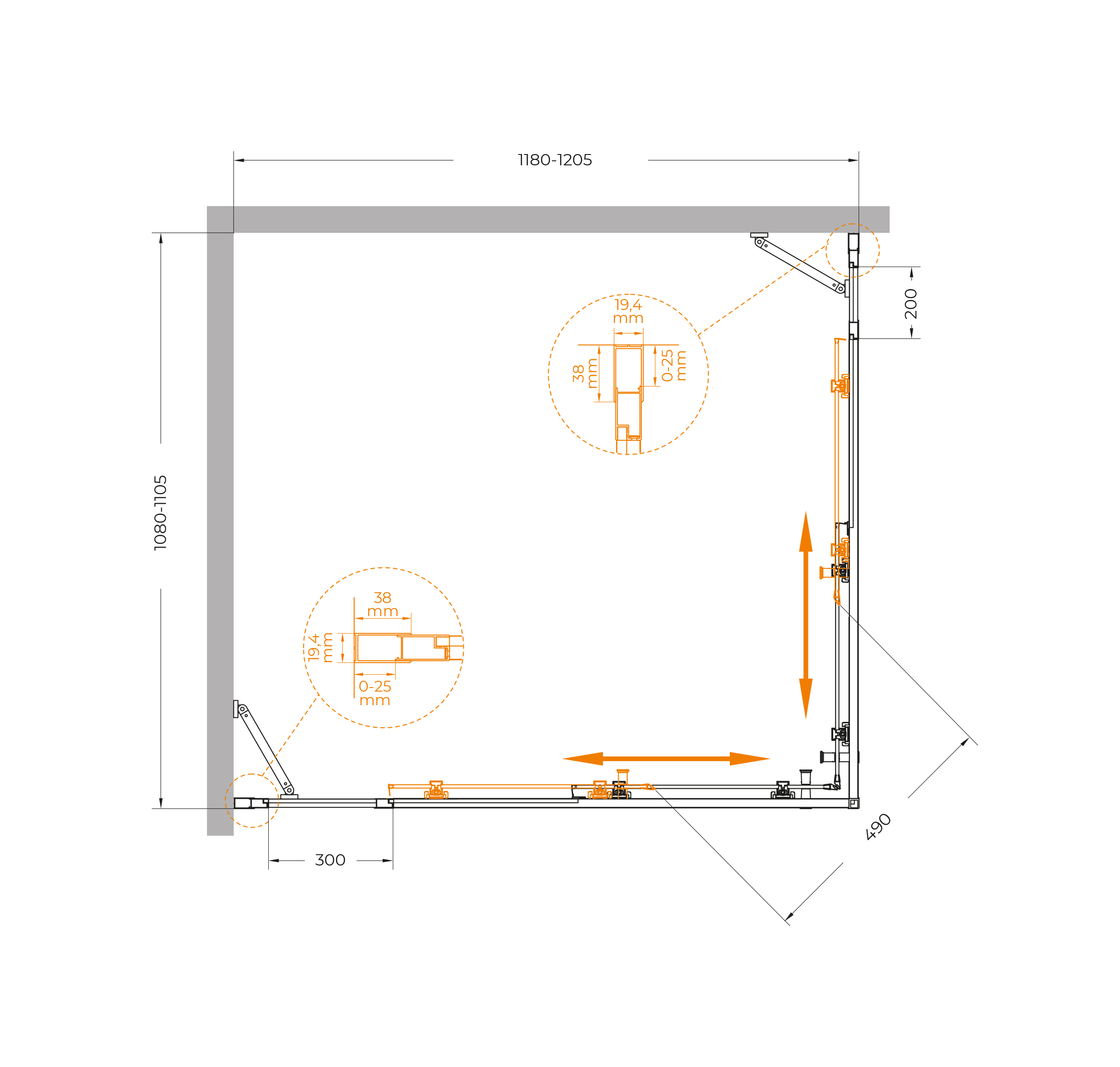 Душевой уголок CEZARES MOLVENO-AH-22-120/110-C-Cr-IV - Gidratop.ru изображение