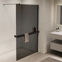 Душевая перегородка Walk-In VSW-1HR120CGB, 1200*2000, черный, стекло тонированное - Gidratop.ru изображение