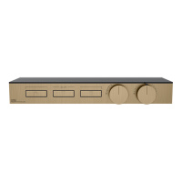 Gessi Hi-Fi термостат для душа, с вкл. до 3 источников одновременно (внешняя часть), с полкой из черного мат. стекла, цвет: warm bronze brushed pvd - Gidratop.ru изображение