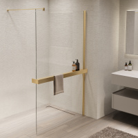 Душевая перегородка Walk-In VSW-1HR900CLG, 900*2000, матовый золотой, стекло прозрачное - Gidratop.ru изображение