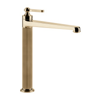 GESSI VENTI20 смеситель для раковины на 1 отверстие, однорычажный, высокий, в комплекте с донным клапаном, цвет Warm Bronze PVD - Gidratop.ru изображение