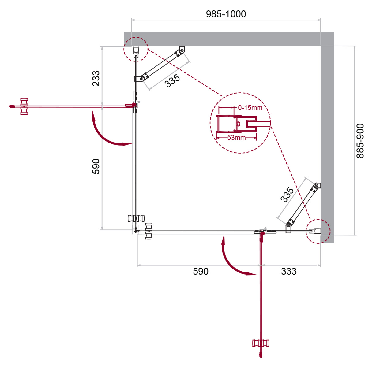 Душевой уголок BelBagno KRAFT-AH-22-100/90-C-Cr-R - Gidratop.ru изображение