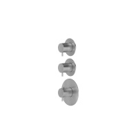 Newform X-Steel 316 Внешняя часть термостатического смесителя на 2 потока с отдельными ручками запорного вентиля, цвет: stainless steel - Gidratop.ru изображение