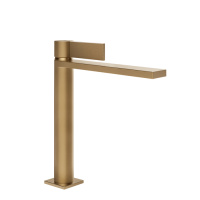 GESSI  INVERSO DIAMANTATO смеситель для раковины средней длины с донным клапаном StopGo и соединительными шлангами, цвет: Warm Bronze Br PVD - Gidratop.ru изображение