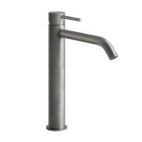 GESSI 316 смеситель для раковины на 1 отверстие, высокий, h=305мм, без донного клапана, излив 156мм, цвет: steel brushed - Gidratop.ru изображение