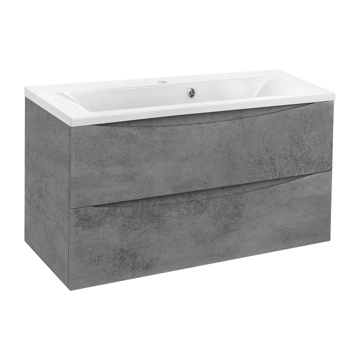 База под раковину Mia 900 подвесная, 2 выкатных ящика soft close, Beton - Gidratop.ru изображение