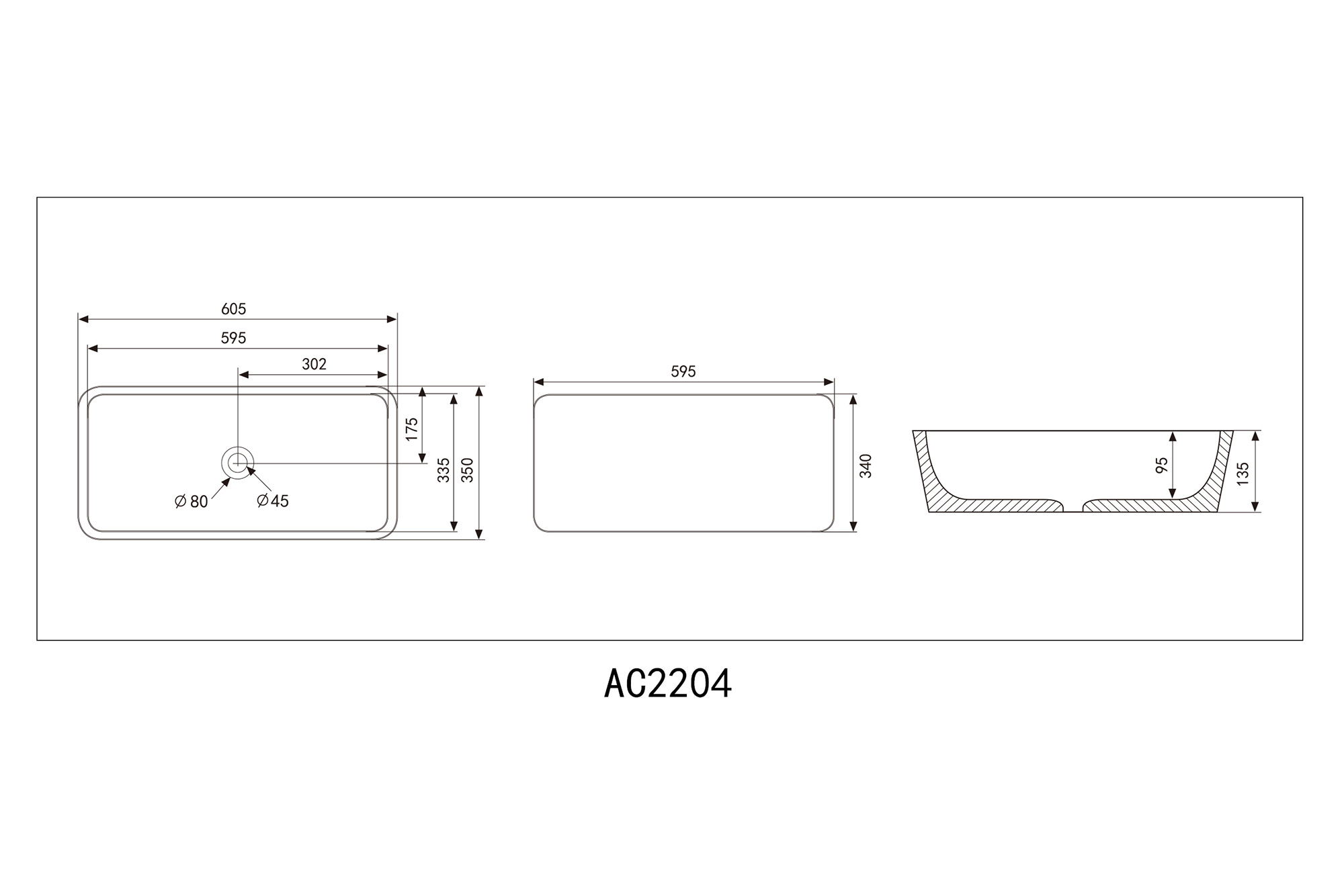 Раковина накладная ABBER Rechteck AC2204MB черная матовая - Gidratop.ru изображение