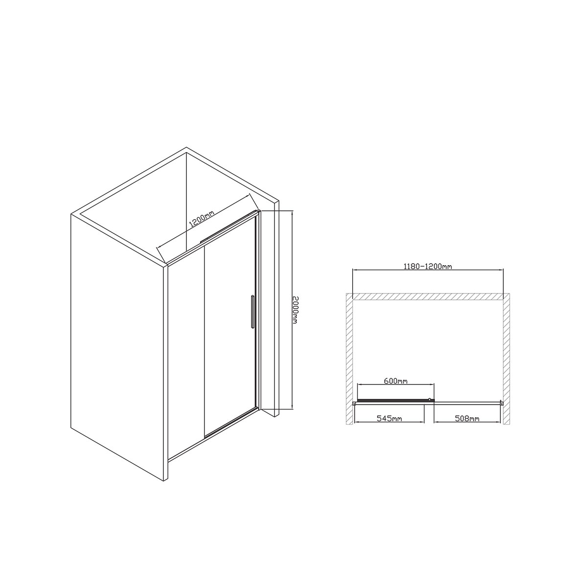 Душевая дверь Slim-U VDS-2SU120CLB, 1200, м.черный, стекло прозрачное - Gidratop.ru изображение