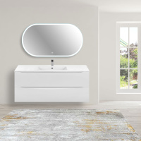 База под керамическую раковину Mia 1200 подвесная, 2 выкатных ящика soft close, G.White - Gidratop.ru изображение