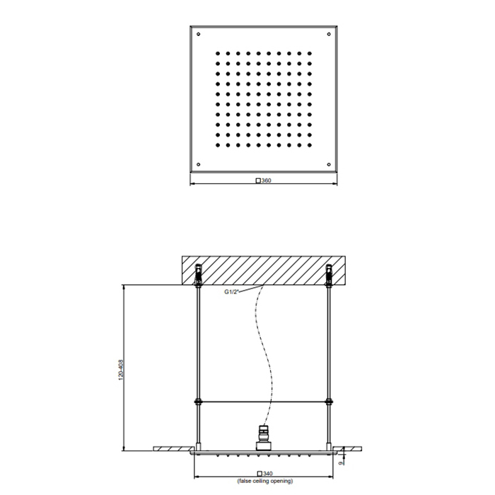 Gessi Emporio shower верхний душ QUADRO для потолочного крепления. 350 мм, цвет: Mirror Steel - Gidratop.ru изображение