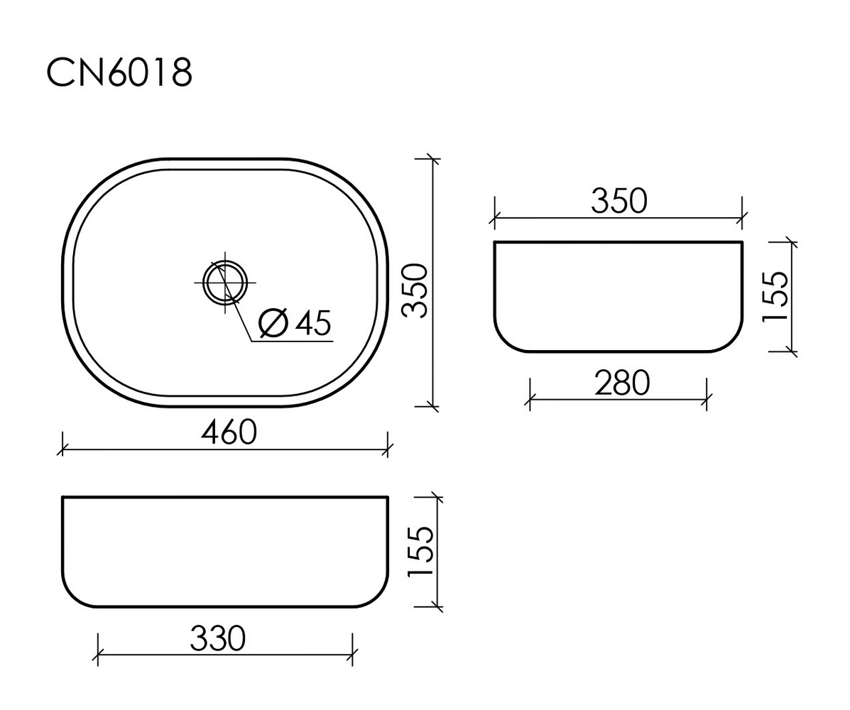 Умывальник чаша накладная овальная Element 460x350x155мм - Gidratop.ru изображение