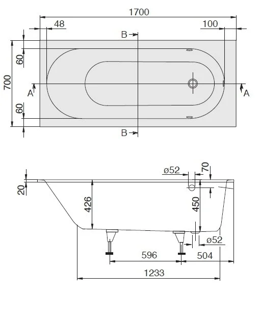 Квариловая ванна Villeroy&Boch Oberon 170 x 70 см, белый alpin, UBQ177OBE2V-01 - Gidratop.ru изображение