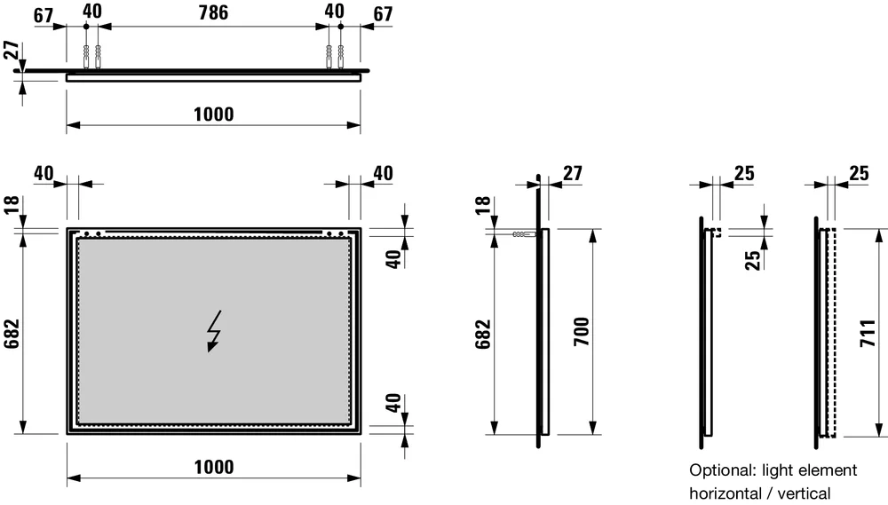 Зекало Laufen Frame 25 4474069001441, 100 см - Gidratop.ru изображение