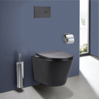 Унитаз подвесной Piatti VT1-11SMB, цвет черный матовый, ультратонкое soft-close сиденье - Gidratop.ru изображение