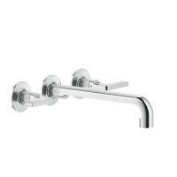 GESSI INCISO встраиваемый смеситель для раковины на 3 отверстия с изливом 255-235мм (внешние части), цвет: хром - Gidratop.ru изображение