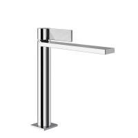 GESSI  INVERSO RIGATO смеситель для раковины средней длины с донным клапаном StopGo и соединительными шлангами, цвет: хром - Gidratop.ru изображение