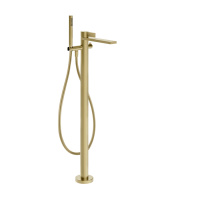 GESSI  INVERSO DIAMANTATO внешняя часть напольного смесителя для ванны с перекл и ручным душем , цвет: Brass Brushed PVD - Gidratop.ru изображение
