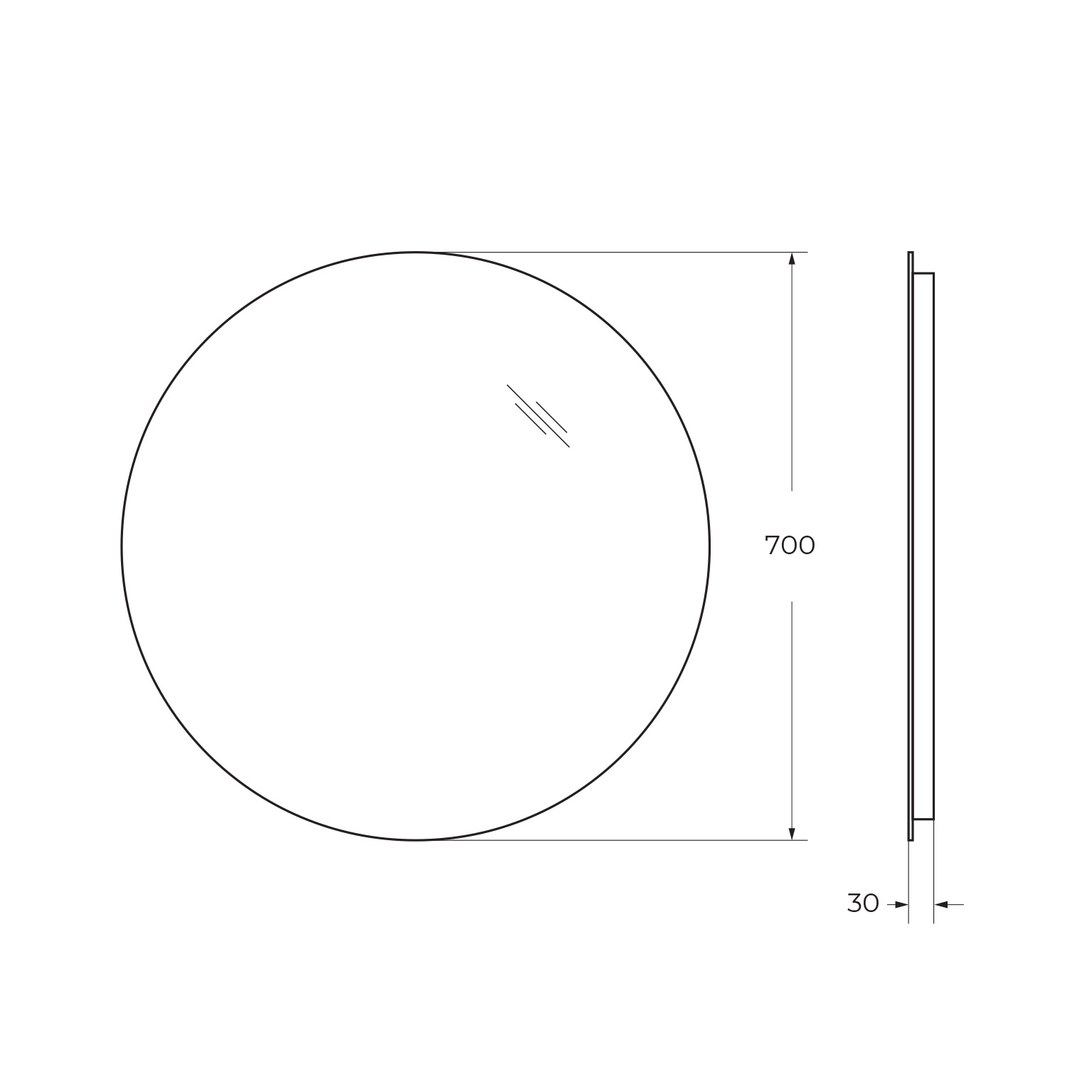 Зеркало с интерьерной подсветкой SPC-INT-700-LED, без выключателя, 12V, 220-240V, 700x30 - Gidratop.ru изображение
