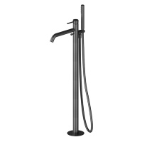 Newform X-STEEL 316 Смеситель для ванны напольный, излив 243 мм, в компл: руч. душ, шланг, без встр. части, (для 27819) цвет: PVD Brushed gun metal