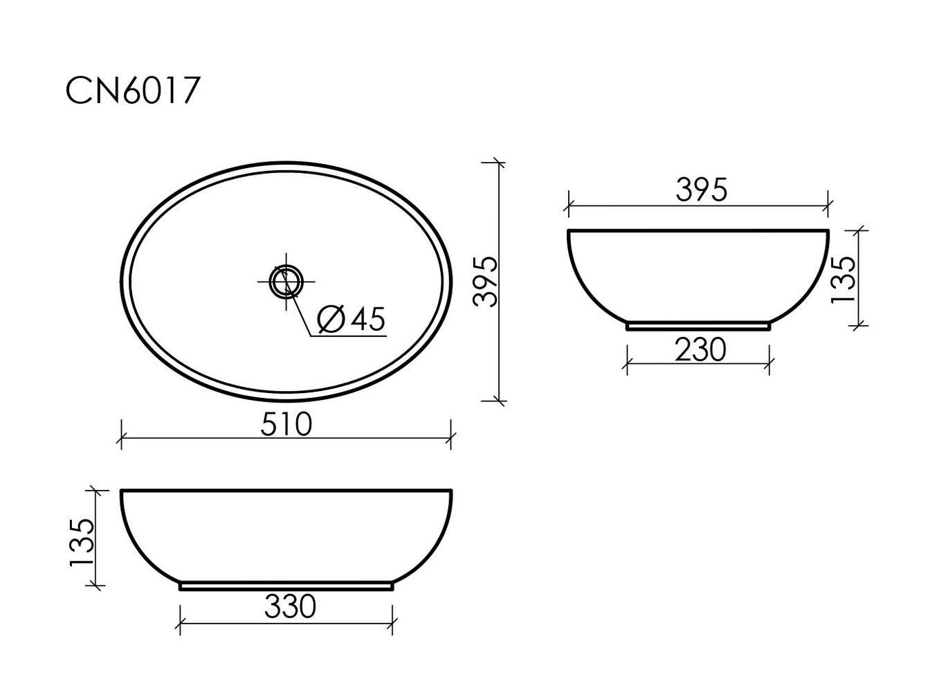 Умывальник чаша накладная овальная (цвет Темный Антрацит Матовый) Element 520x395x130мм - Gidratop.ru изображение