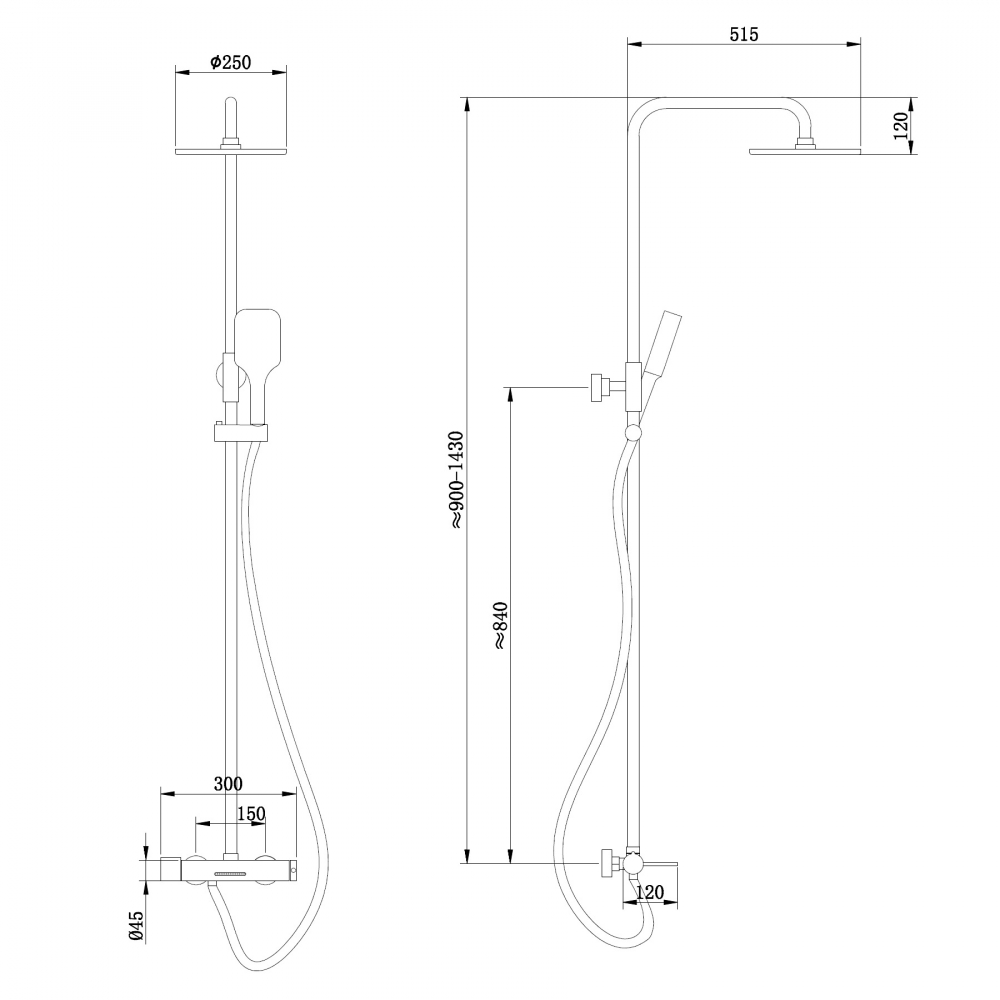Душевая стойка ABBER Emotion AF8816BL с изливом, черный матовый - Gidratop.ru изображение