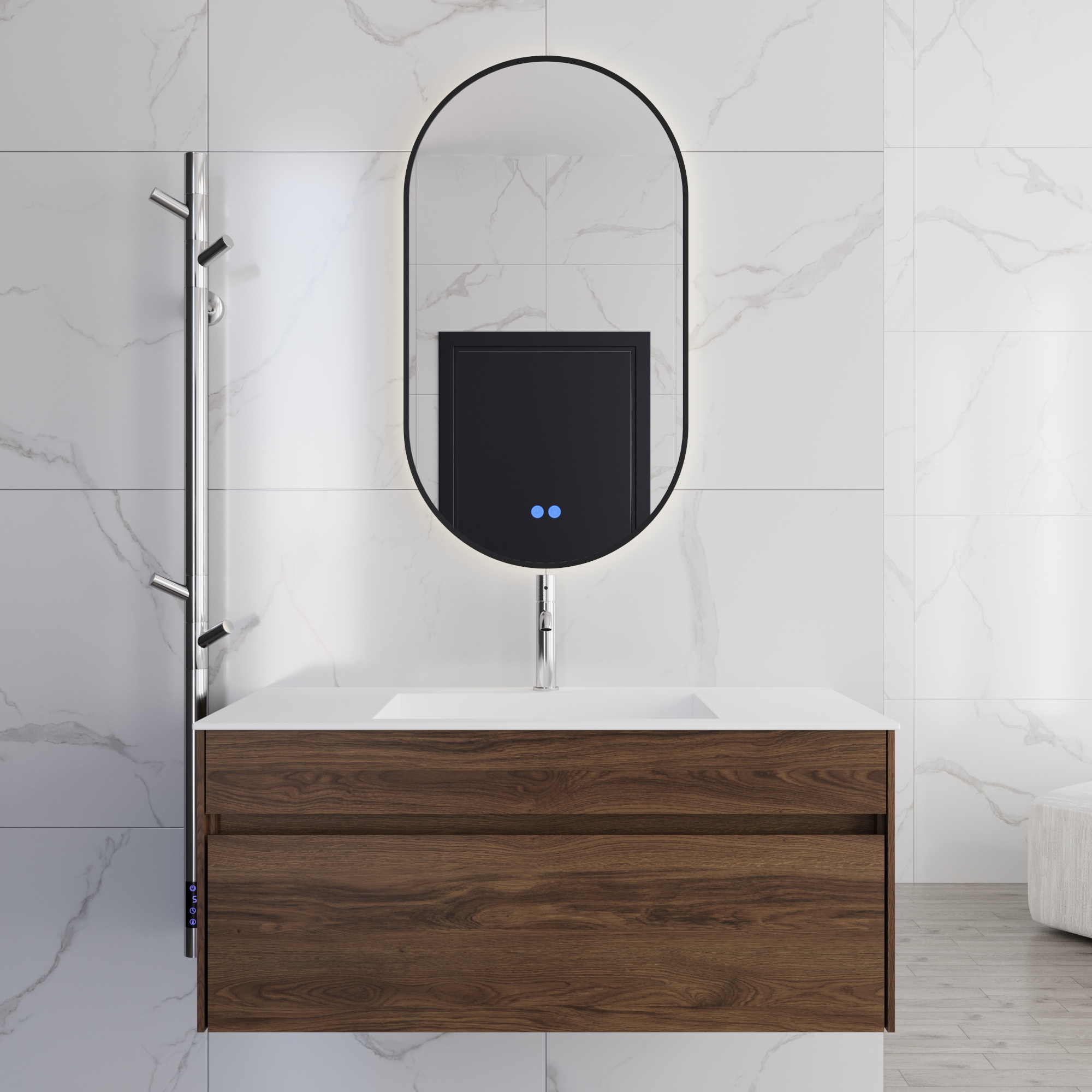 База под раковину Chiara 1000 подвесная, 1 выкатной ящик soft-close, C.Oak - Gidratop.ru изображение