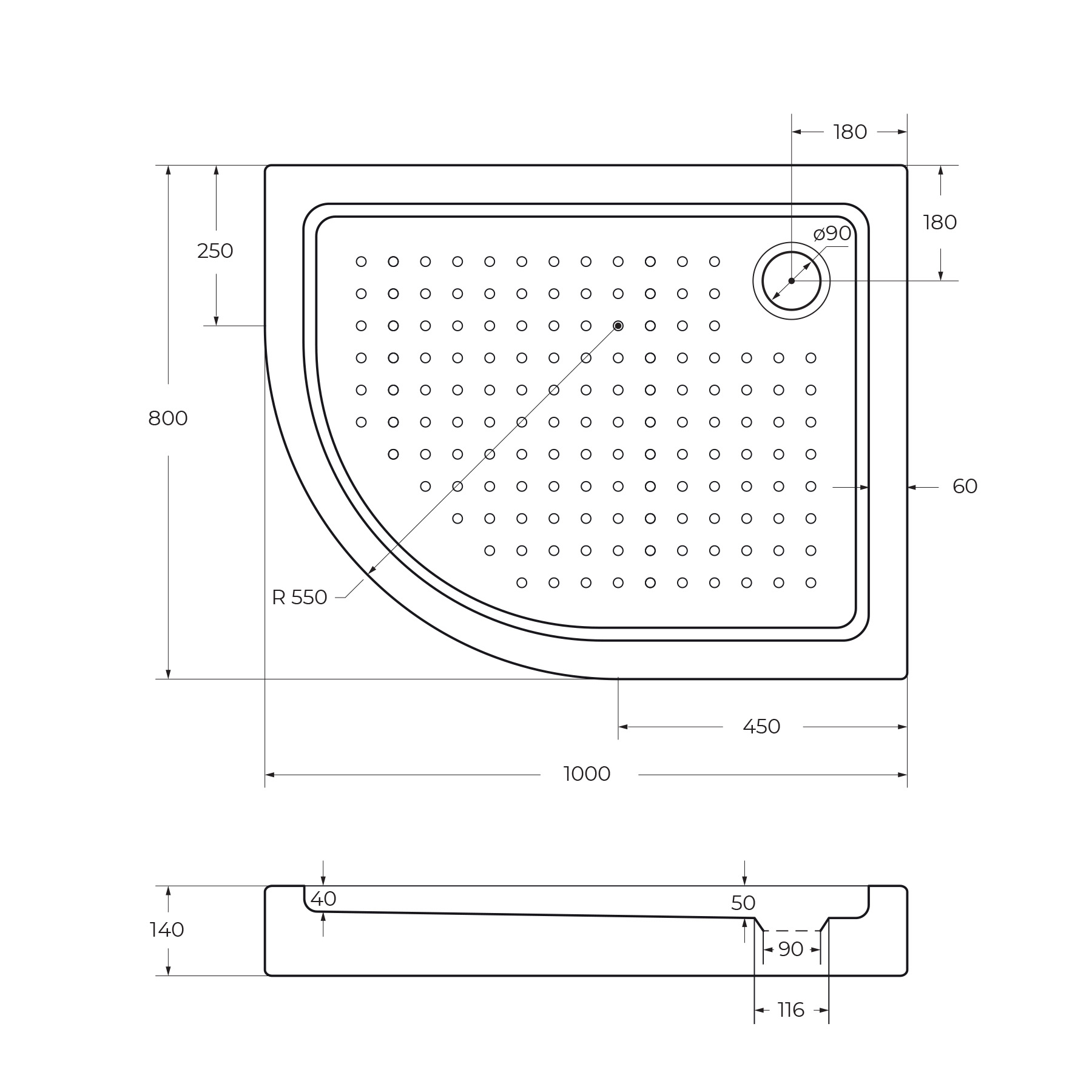 акриловый поддон CEZARES TRAY-A-RH-100/80-55-15-W-R - Gidratop.ru изображение