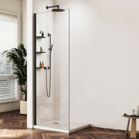 Душевая перегородка Walk-In VSW-1HWS110CLB, 1100*2000, черный, стекло прозрачное - Gidratop.ru изображение