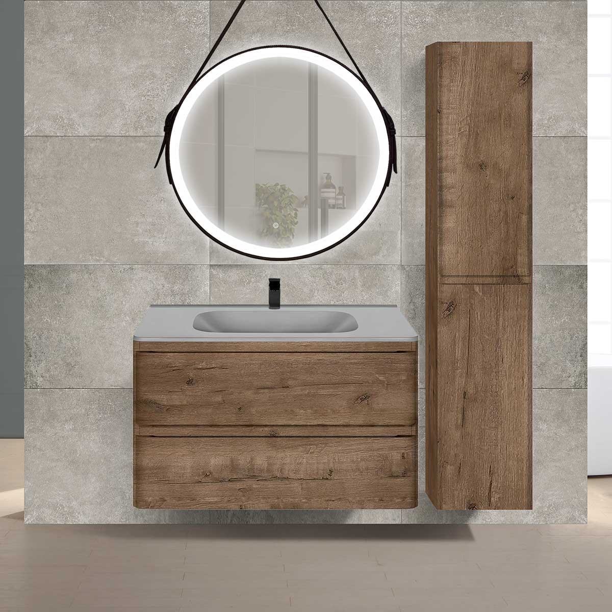 База под раковину Vico 800 подвесная, 2 выкатных ящика soft close, V.Oak - Gidratop.ru изображение