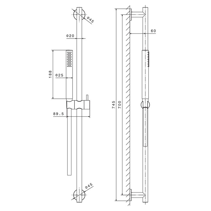 Newform X-STEEL 316 Душевая стойка, ручной душ, шланг 150 см, цвет: INOX - Gidratop.ru изображение