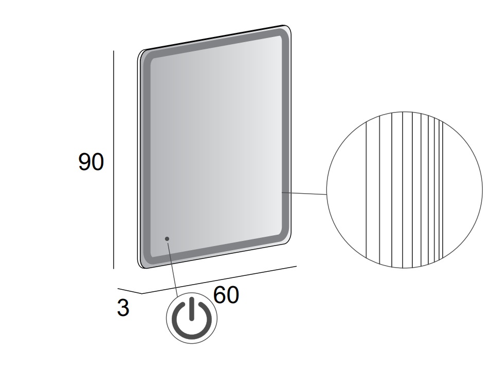 Зеркало со встроенной LED подсветкой и сенсорным выключателем Touch system, реверсивное 45028, 60x90 - Gidratop.ru изображение