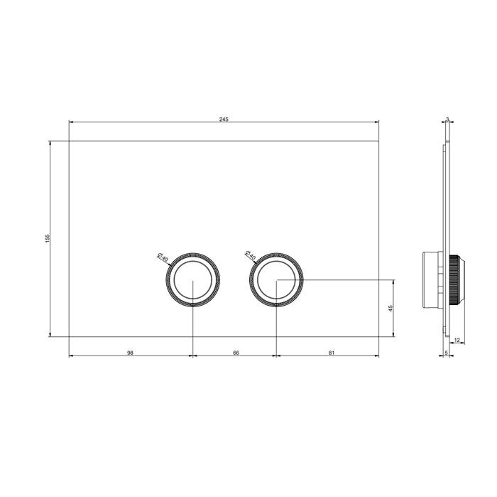 GESSI VENTI20 клавиша смыва для унитаза двойная, для инсталляций Geberit Sigma8 и Sigma12, цвет черный матовый - Gidratop.ru изображение