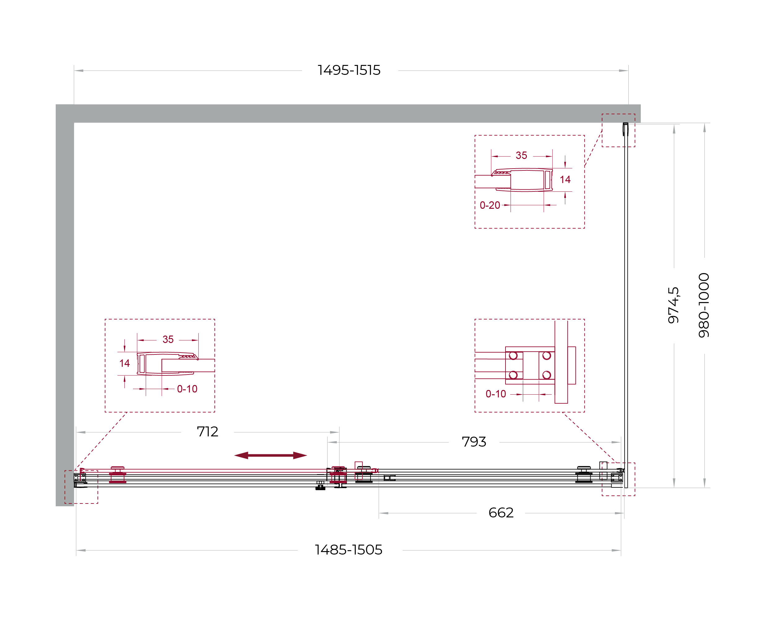 Душевой уголок BelBagno SOFT_CLOSE-2-AH-1-150/100-C-GM - Gidratop.ru изображение
