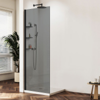 Душевая перегородка Walk-In VSW-1HWS900CGB, 900*2000, черный матовый, стекло тонированное - Gidratop.ru изображение