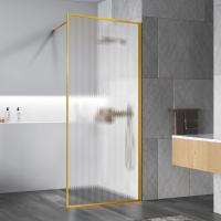 Душевая перегородка Walk-In VSW-1HP700FLBG, 700*2000, брашированное золото, стекло рифленое - Gidratop.ru изображение