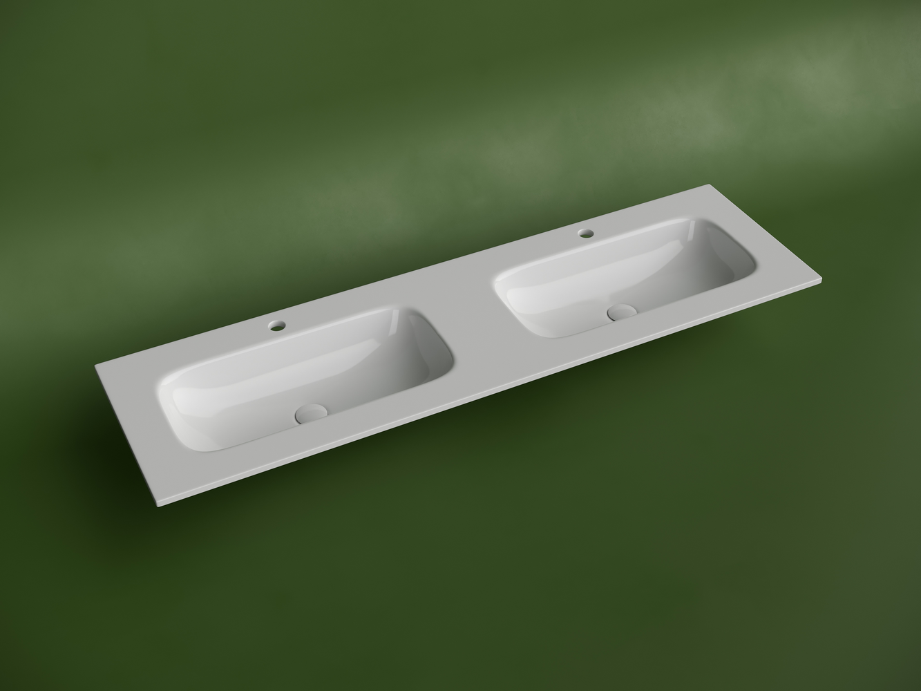 Раковина накладная мебельная CERAMICANOVA Grace прямоугольная 1610x457x137 с двумя чашами и отверстиями под смеситель цвет белый CN7023 - Gidratop.ru изображение