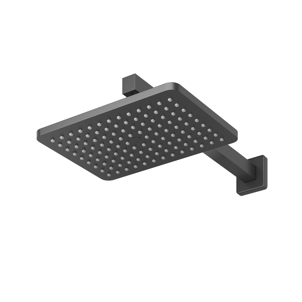 SLIDER-VDSET-NOP Душевой комплект встраиваемый с изливом (смеситель встраиваемый, верхний душ, ручной душ со шлангом, излив, штуцер с держателем), черный матовый - Gidratop.ru изображение